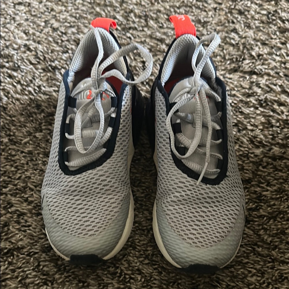 Gray and Red Performance Sneakers with Breathable Mesh